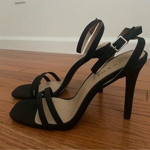 Journee Collection Black Ankle Strap Heels